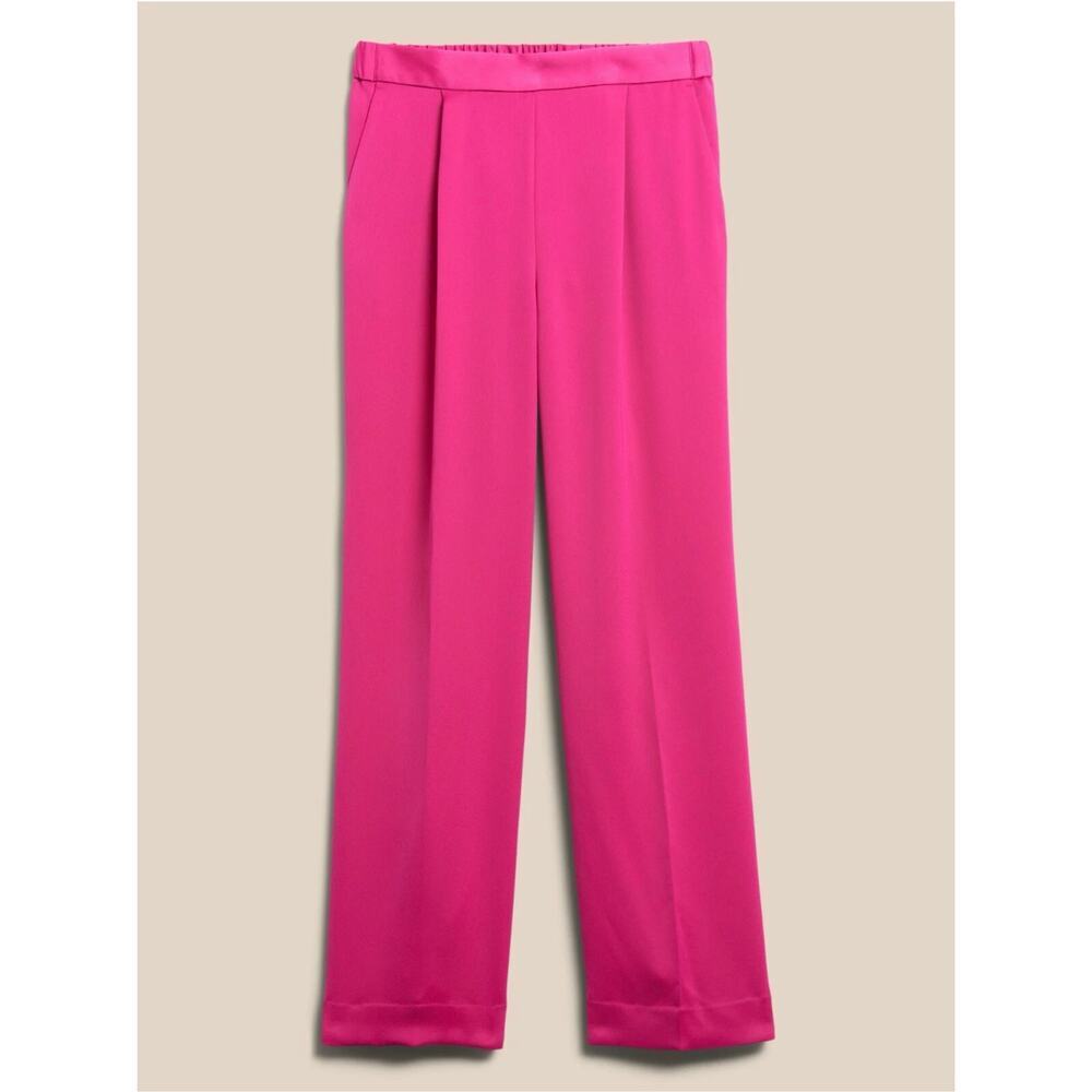 Banana Republic Satin Wide Leg Pants Pink LT Tall 34” Inseam - Picture 6 of 16